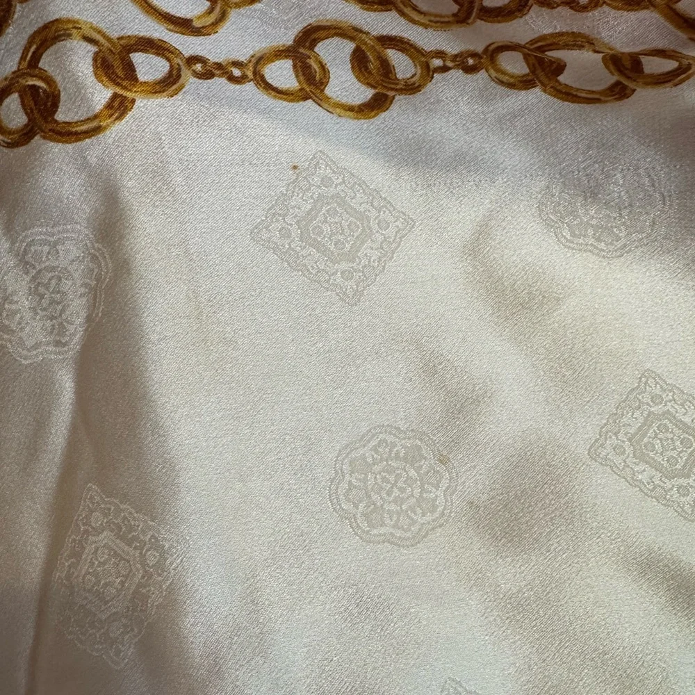 Authentic CHANEL Elegant Silk Red and Gold Scarf